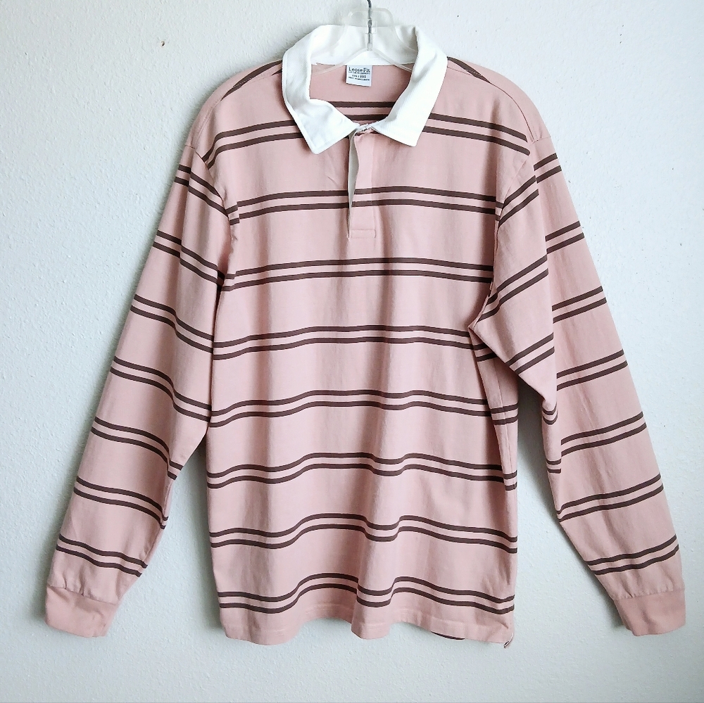 Cotton On Polo Pullover Mens Size 2XL Stripe Long Sleeve